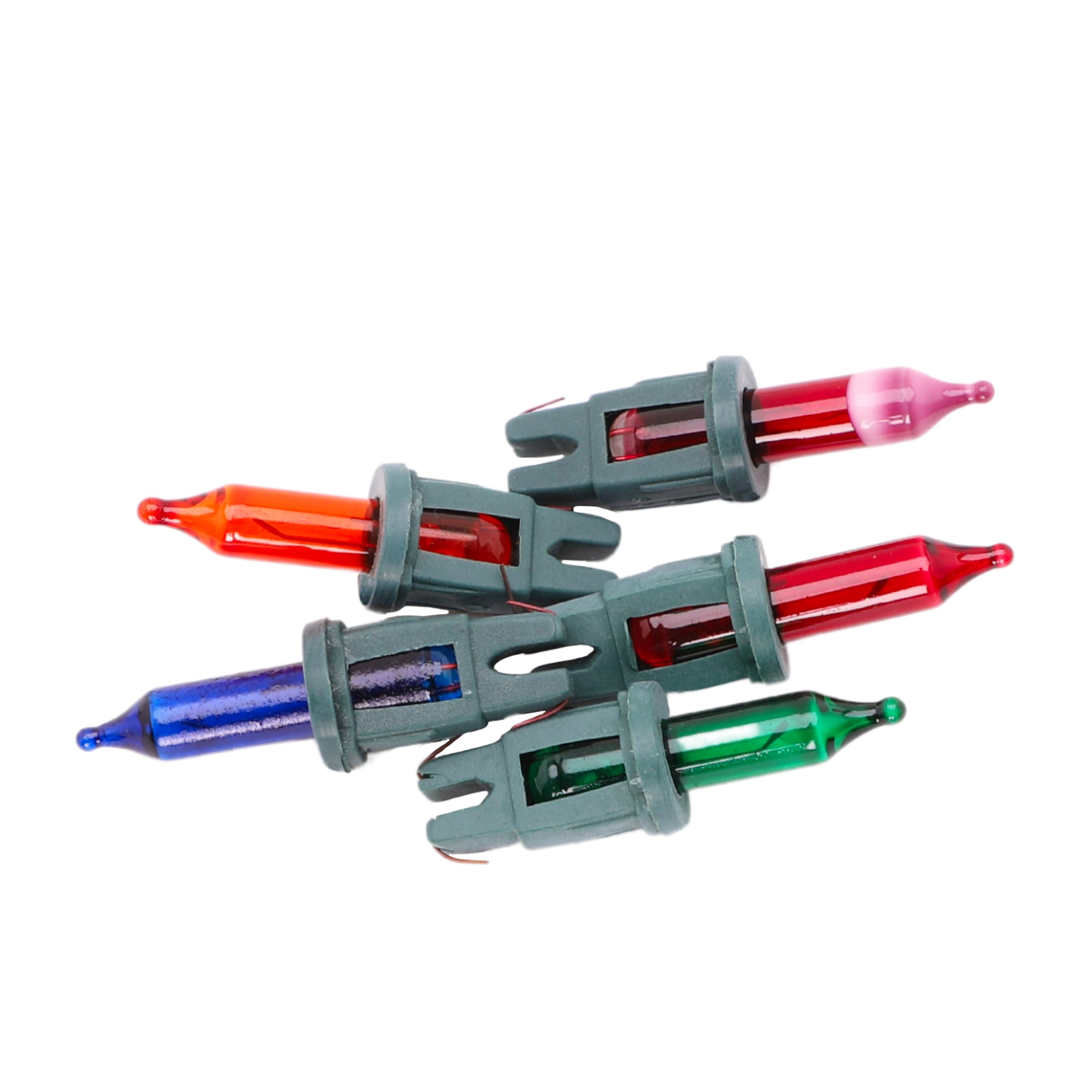 MRS CHRISTMAS LTD 4 Multi Coloured Push In Spare Bulbs 7v 0.98w & 1 Fuse Bulb (SB271)