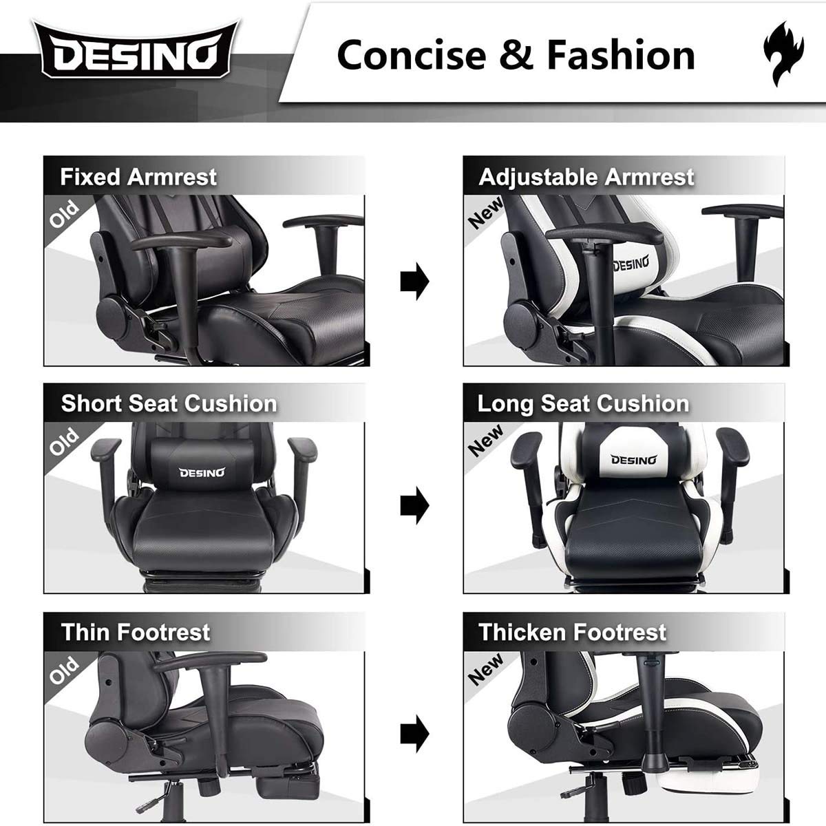 Hironpal Gaming Chair with Footrest Home Office PC Desk Computer Racing Executive Chair
