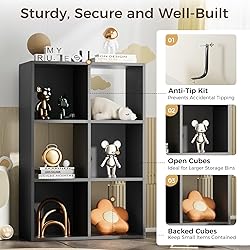 COMHOMA 6 Wood Cube Storage Organizer with Open