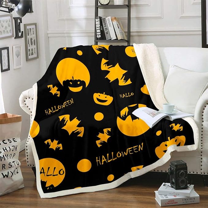 Erosebridal Halloween Throw Blanket Cartoon Pumpkin Bed