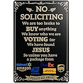 No Soliciting Sign for House Front Door Funny No Soliciting Signs for Home Self-Adhesive 11.81"x 7.87" Metal No Soliciting Yard Sign for Home Office and Business Keep Solicitors Away