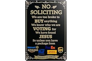 No Soliciting Sign for Home House Front Door Funny No Soliciting Sticker 11.81"x 7.87" No Soliciting Signs Black No Solicitor