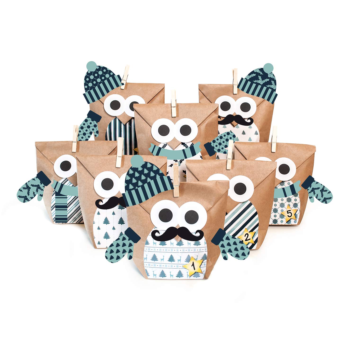Christmas Owl Blue Craft Set 24 Pieces