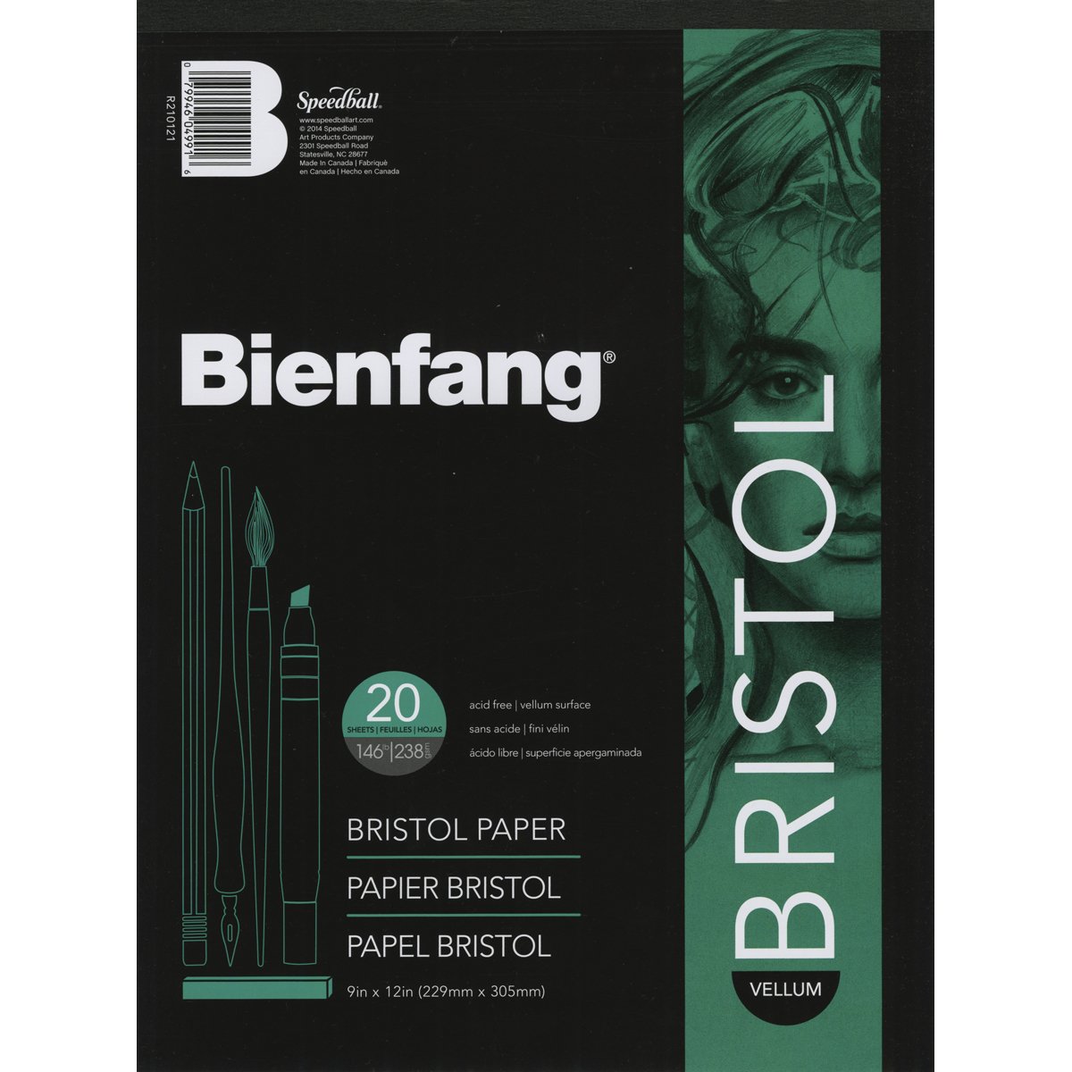 White Speedball Art Products Bienfang Bristol Board Vellum Paper Pad 9 x 12inch 20 Sheets Art