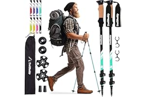 TrailBuddy Trekking Poles - Lightweight, Collapsible Hiking Poles for Backpacking Gear - Set of 2 Waking Sticks for Hiking, 7075 Aluminum with Cork Grip