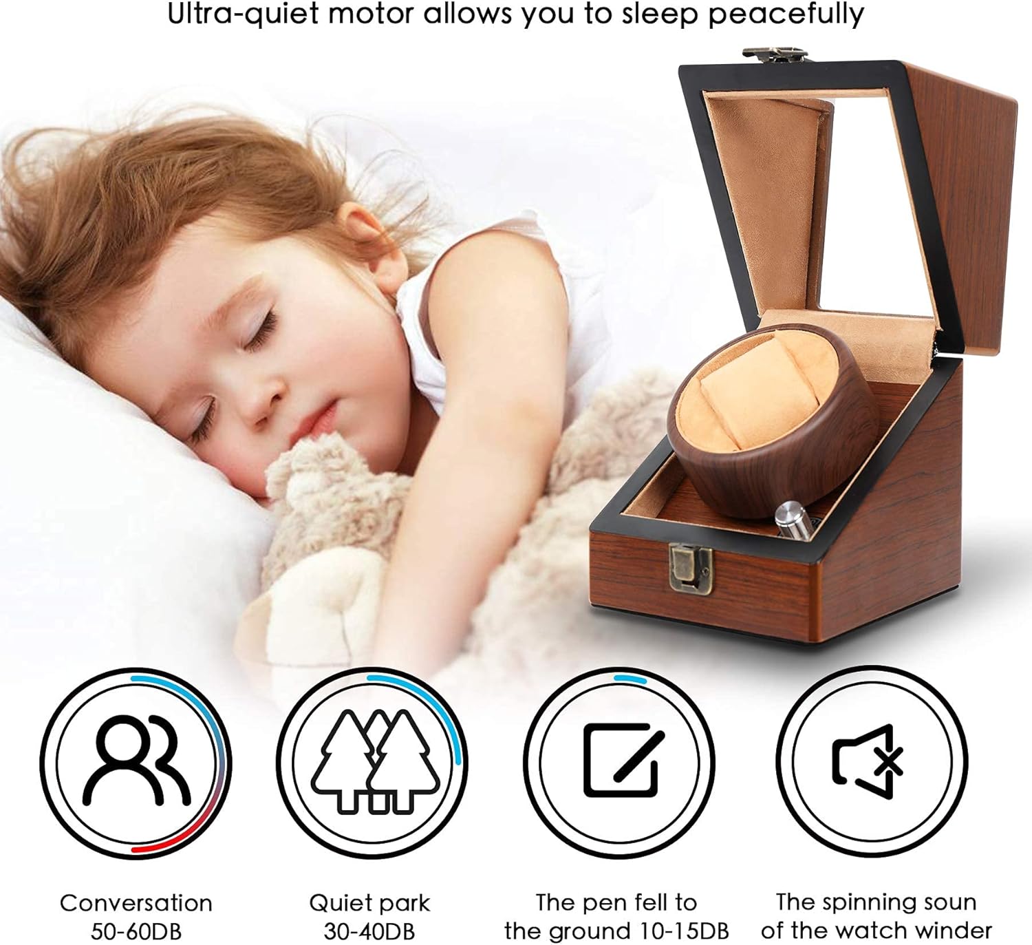 Wooden Watch Winder for Automatic Watches with Lock Super Quiet Motor Watch Winder Box Single: Sen Moer: Watches
