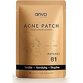 Anva Korean Acne Patches - Hydrocolloid Invisible Pimple Patches - Salicylic Acid Blemish Patches for Face - Zit Patches for Blemishes - Acne Dots Stickers for Pimples | 81 Count, 10mm & 12mm