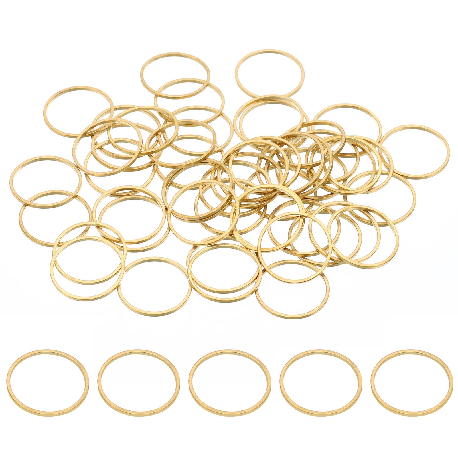PATIKIL 15mm OD x 13.5mm ID Beading Hoop, 50Pcs Solid Copper Beading Finding Ring