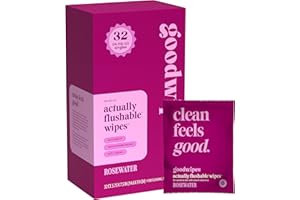 goodwipes Flushable Wipes - Individually Wrapped Butt Wipe for On-the-Go Adults - Portable Mini Wipes - Travel Essentials - Sewer & Septic Safe - Rosewater, 32 Count (1 Pack)