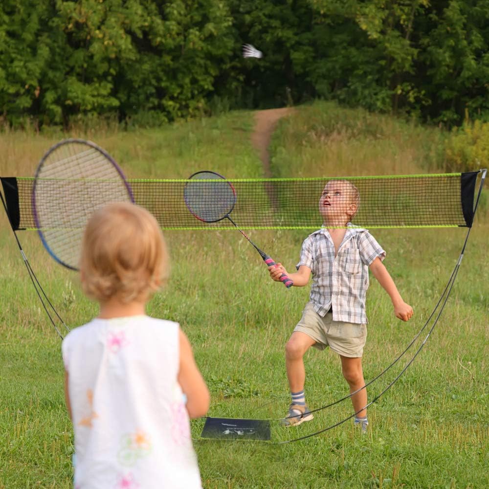 AmazeFan Portable Badminton Net Set with Stand & Carrying Bag, Folding Volleyball Tennis Badminton Net – Easy Setup for Beach/Indoor Court, Outdoor, No Tools or Stakes Required : Sports & Outdoors
