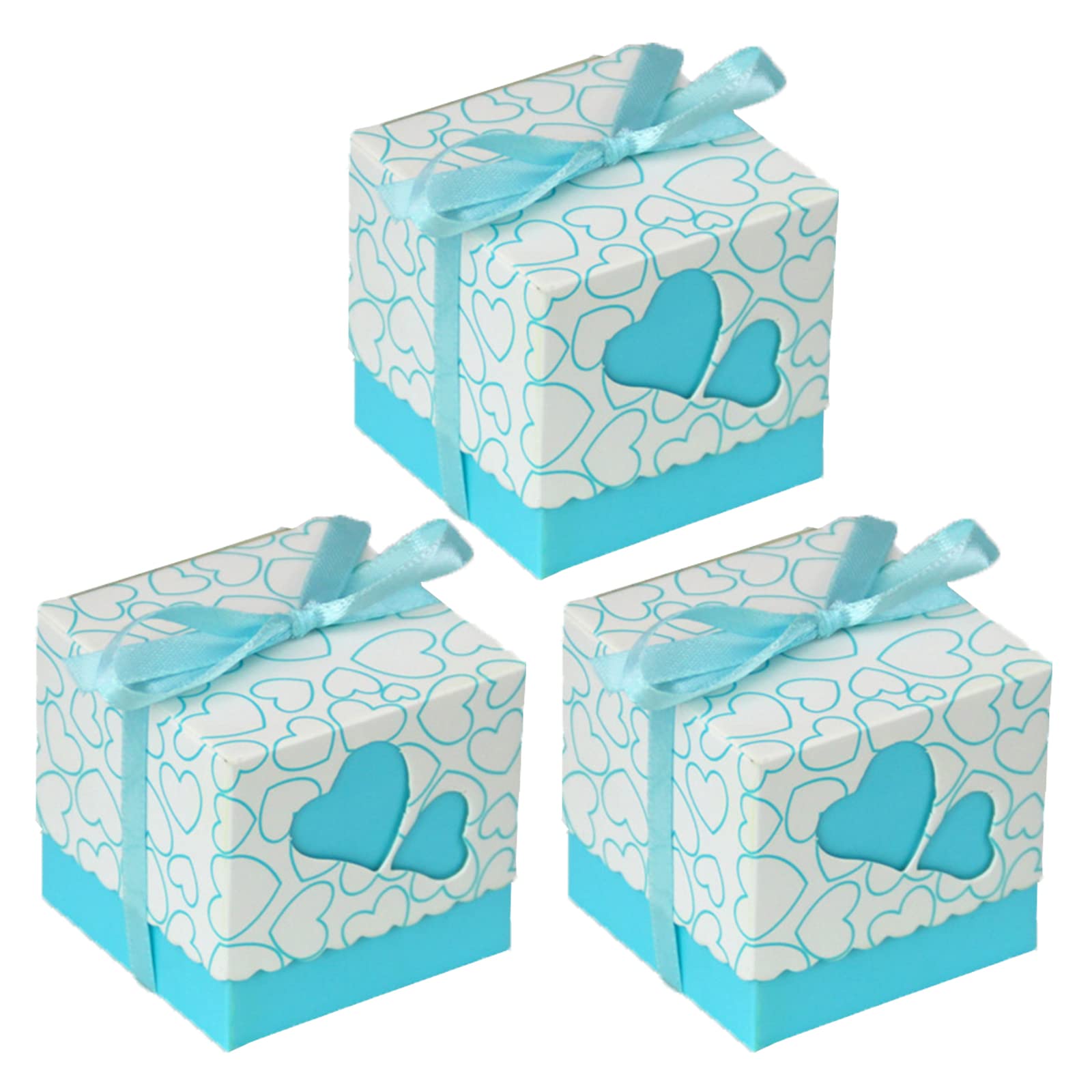 Allbusky 50PCS Paper Candy Favour Boxes - Heart Pattern Gift Bags for Party Decorations