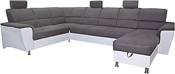 Mb Moebel Ecksofa Mit Schlaffunktion Eckcouch Sofa Couch U Form Polsterecke Mit Bettkasten Grau Weiss Bless 3 Ecksofa Links Amazon De Kuche Haushalt