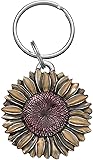 DANFORTHSunflower Keychain – Handcrafted Pewter, 2 Inches, Made in USA
