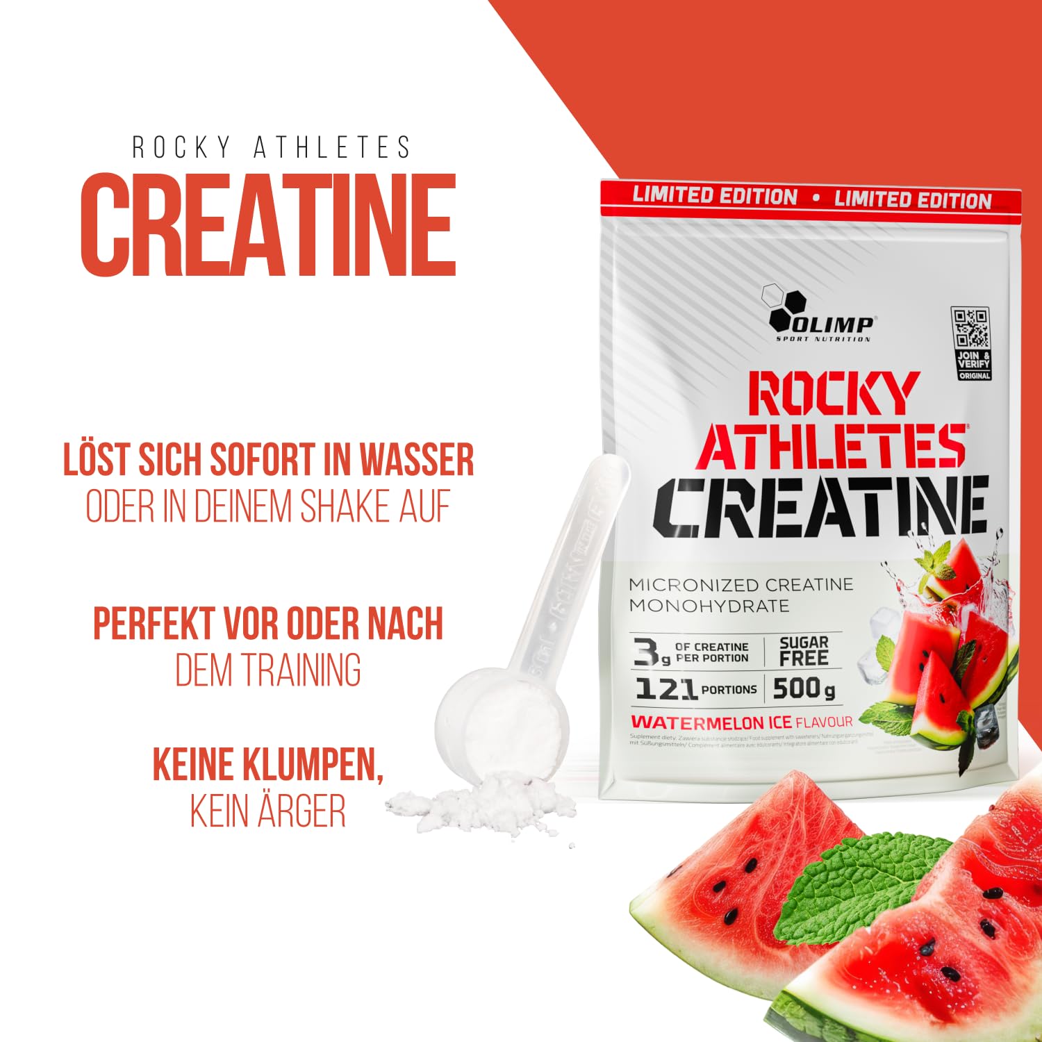 Olimp Rocky Athletes® Creatine - 500 g, Watermelon Ice - Creatine Monohydrate Pulver - Booster pre Workout 5