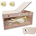 Tfwadmx Cockatiel Nesting Box Transparent Bird Nest Box Wood Bird House for Cage Parrot Breeding Boxes for Conures and Other Medium Sized Birds 13.6" x 7.3" x 7.0"