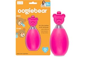 oogiebear: Baby Nasal Aspirator - Safe Booger & Earwax Remover for Newborns, Infants, Toddlers - Better Syringe, Airtight Suction, Nose Sucker - Essential Baby Stuff, Diaper Bag Must-Haves, Pink