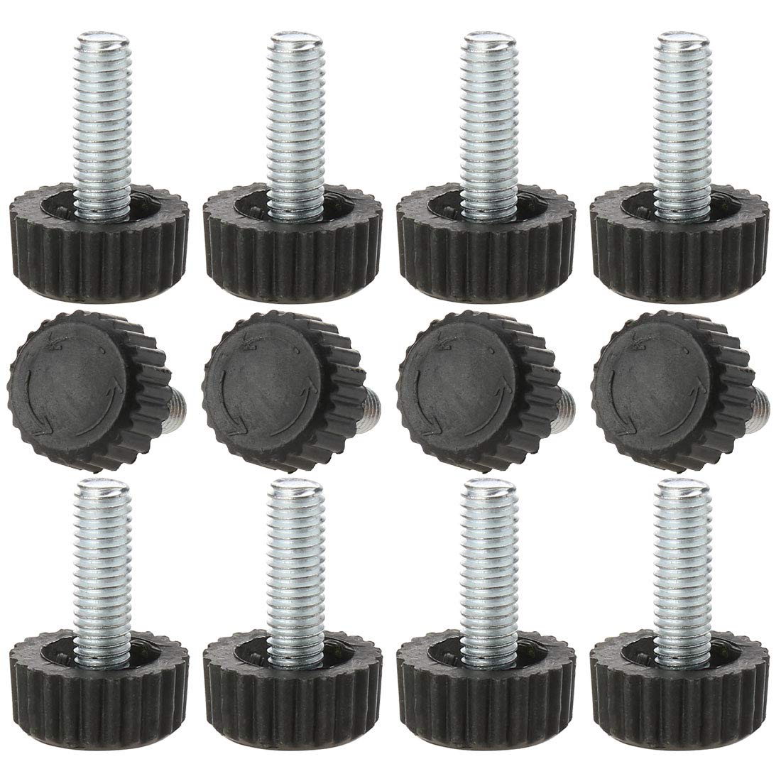 Sourcingmap M6 x 18 x 18mm Hand Screw Furniture Glide Leveling Feet Adjustable Height Leveler Floor Protector for Home Furniture Legs 12 Pack