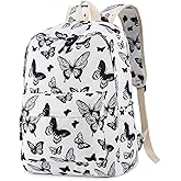 Unineovo Butterfly Backpack for Girls, Lightweight School Backpack for Teen Girls, Women Laptop Backpacks College Bookbags, Cute Backpack for Elementary Middle High School