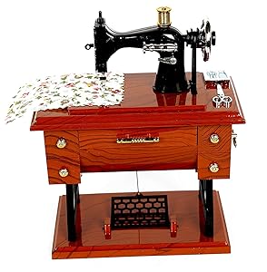 Vintage Mini Sewing Machine Style Plastic Music Box Table Desk Decoration Toy Gift for Kid Children