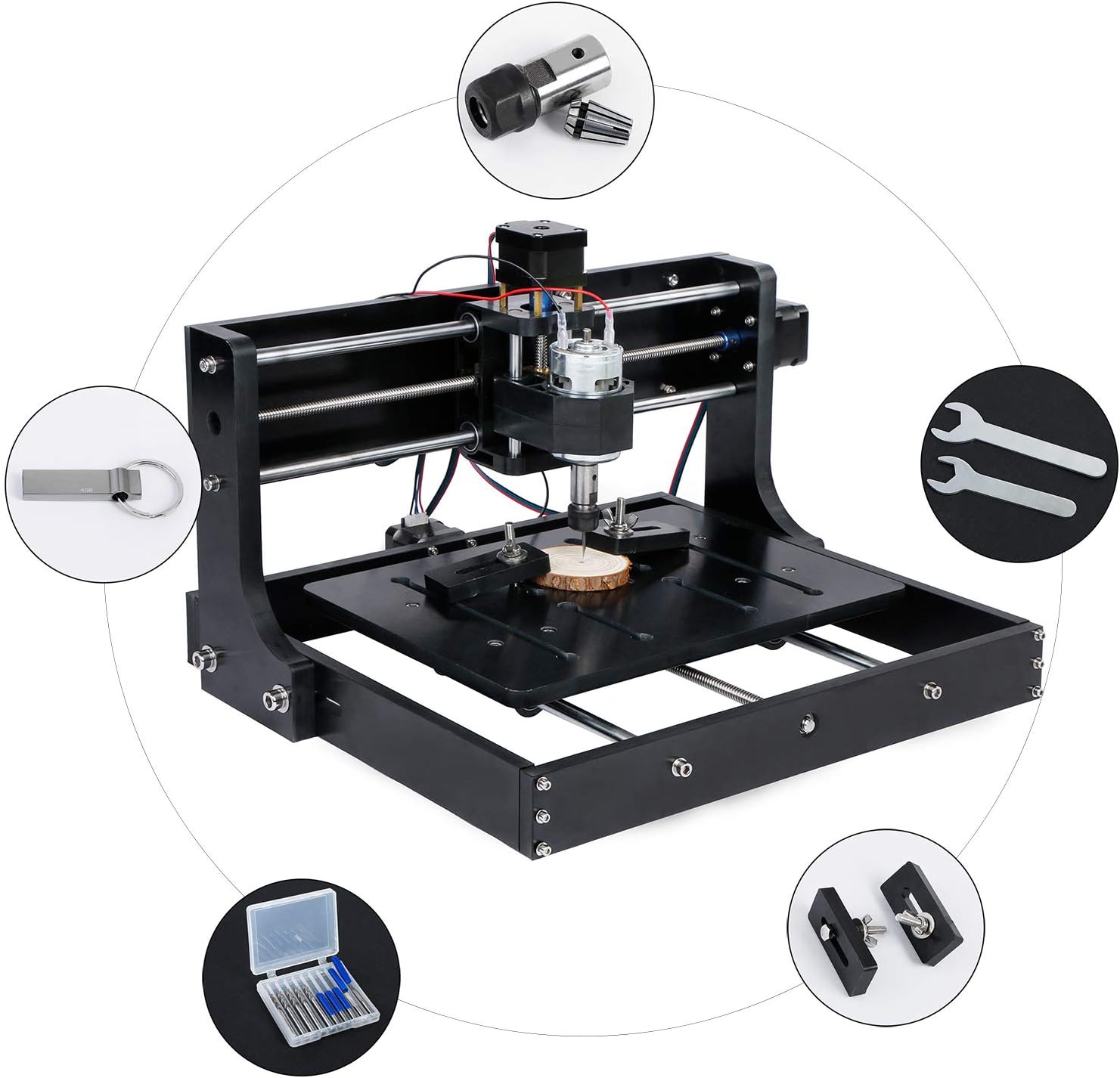 L&Z CNC Router Engraver-3020 Wood Milling Machine, Mac OS/Windows Supported, 3 Axis XYZ Carve, with USB Flash Drive(instruction and software)