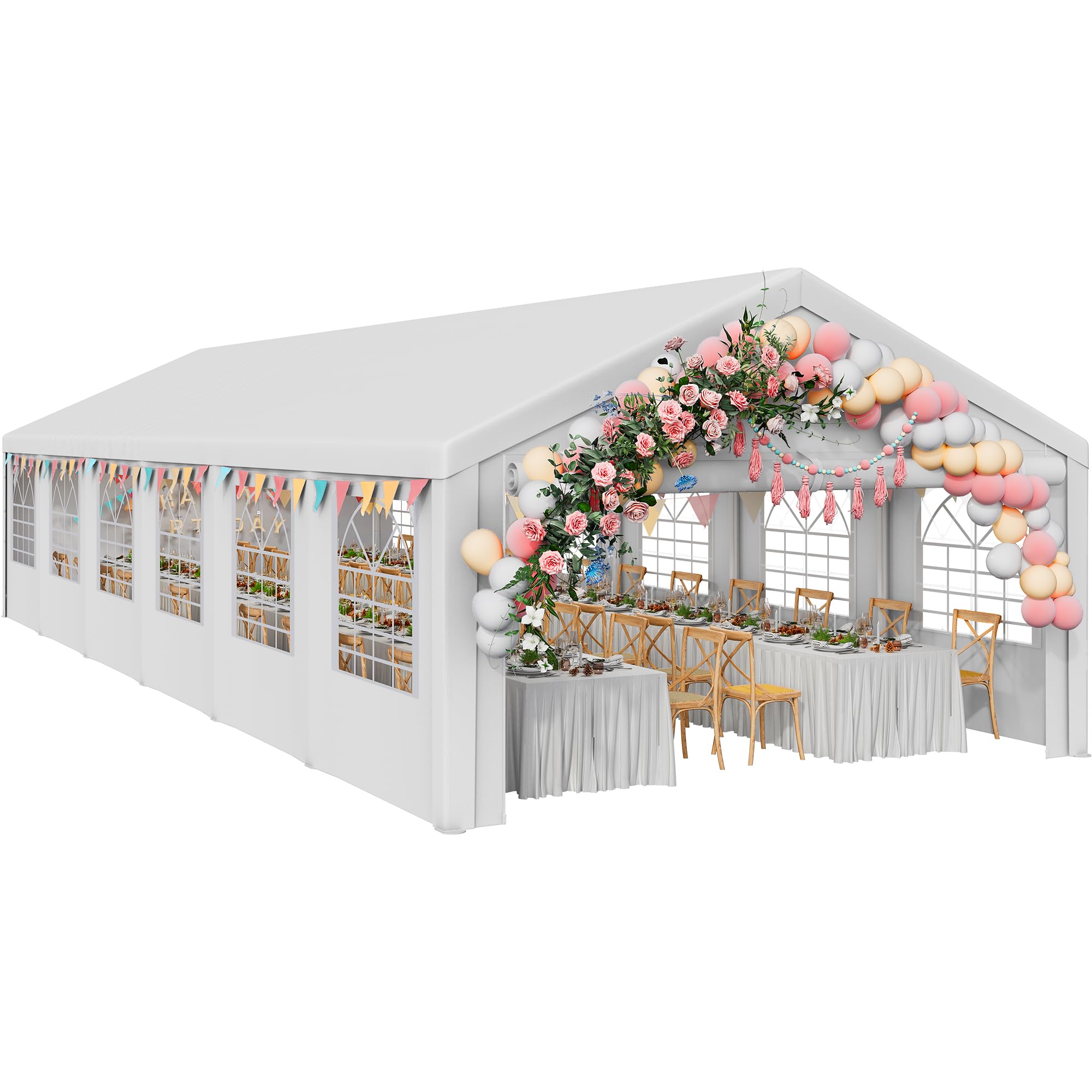 Photo 1 of *PARTIAL SET - See Clerk Notes*
YITAHOME 20x40FT Party Tent Heavy Duty Wedding Tent Event Shelters Outdoor Canopy Upgraded Galvanized Steel Carport with Removable Sidewall Windows for Commercial and Parties (White)