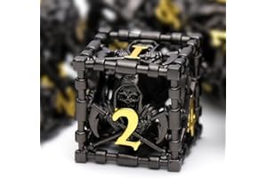 DND Dice, Dungeons and Dragons Dice Metal Polyhedral Dice Set Role Playing D&D Dice HNCCESG Hollow Grim Reaper Gaming for RPG Table Game (Black)