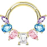 Jewseen 16G Septum Ring 316L Surgical Steel Septum Piercing Jewelry Colorful Cubic Zirconia Daith Piercing Jewelry Gold Daith Earrings for Women