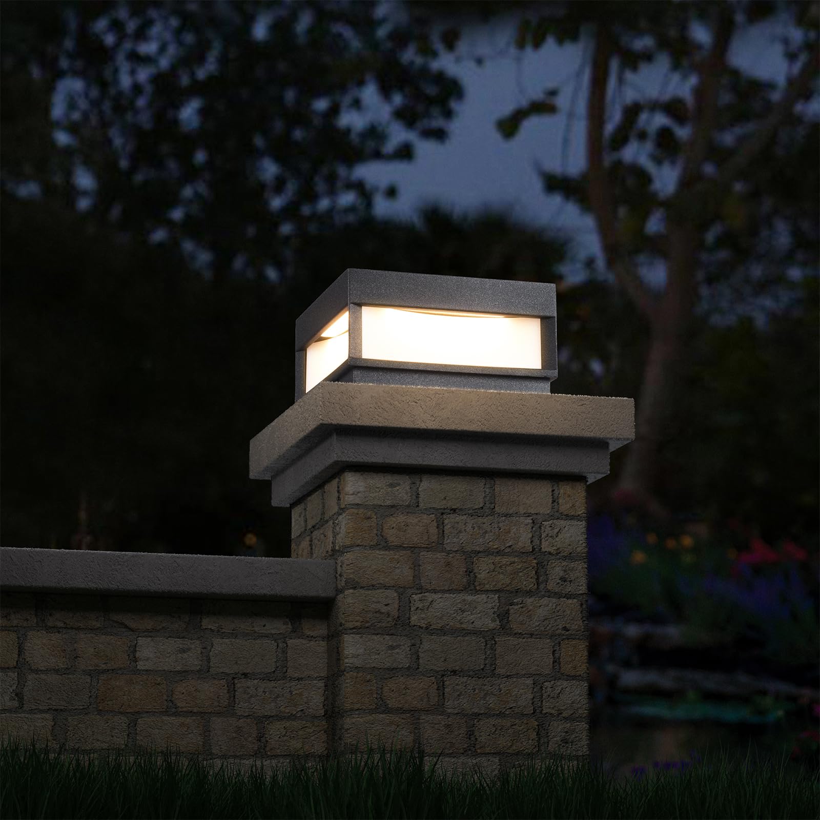 Photo 1 of MVBT Outdoor Modern Post Light, 7.9" Column Cap Lamp Upgraded Pillar Lights High Voltage Wired LED Fence Deck Lantern Waterproof 3000K Landscape Lighting Fixture for Patio Posts Yard Garden Decor