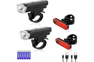 Kunhe Bike Lights High Lumens LED Head Lights for Night Riding Men Women & Kids 2 Bundle for Bike Lights Front and Back Waterproof 4 Lights Modes