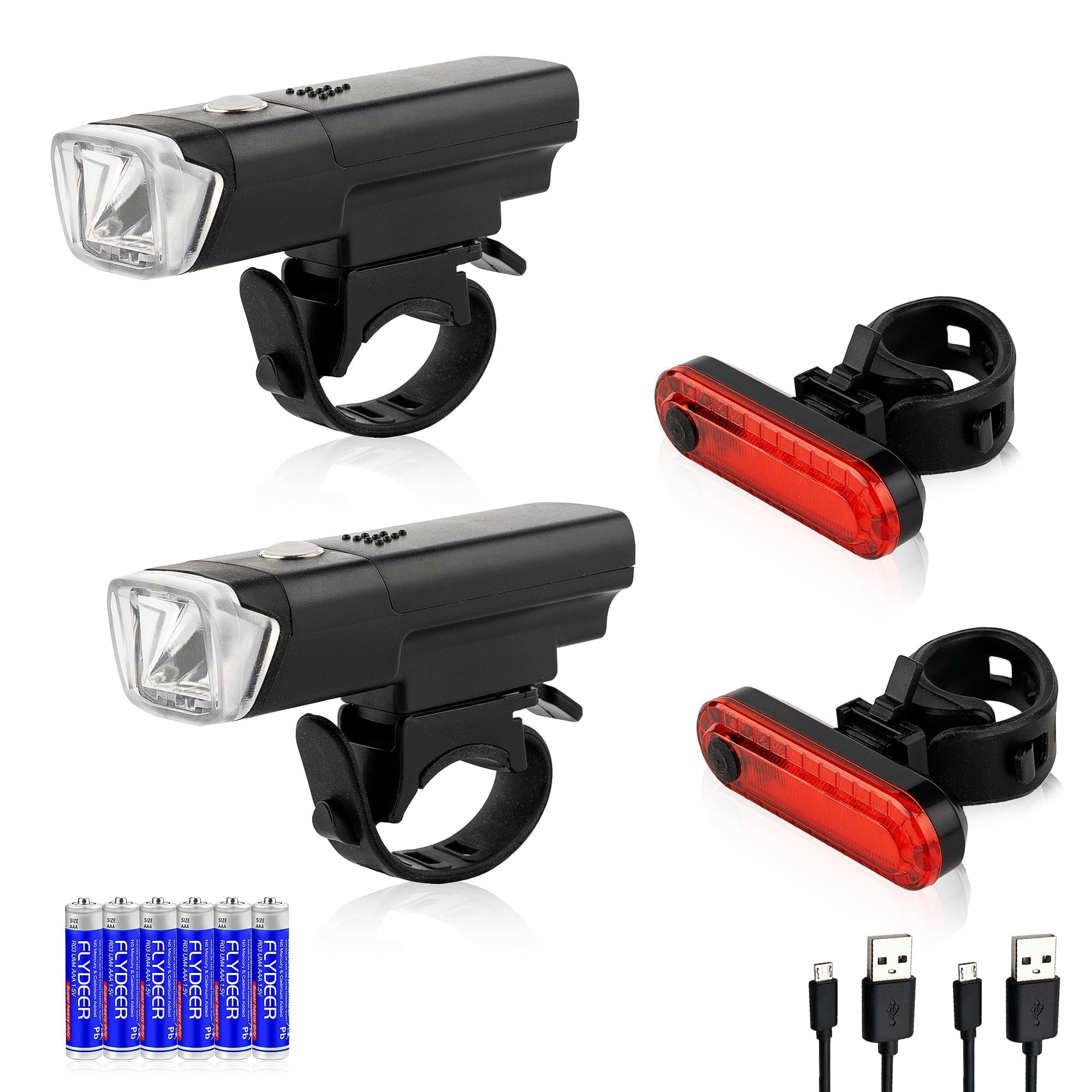 Photo 1 of Kunhe Bike Lights Two Headlights are Battery-Powered (Batteries Included) for Night Riding Men Women & Kids 2 Bundle for Bike Lights Front and Back 4 Lights Modes Gift for Kid & Men and Women
