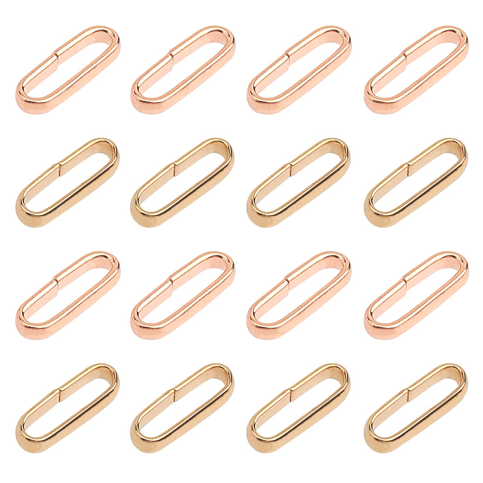 UNICRAFTALE 60pcs 2 Colors Oval Linking Rings 304 Stainless Steel Link Connectors Golden & Rose Gold Oval Connectors Metal ewelry Links for Women Jewelry Making 10x3.5x2mm