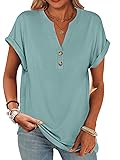 ANRABESS Womens Short Sleeve Henley Tops V Neck