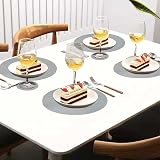Famibay Round Placemats and Coasters Set of 8 34cm 10cm Grey view 2
