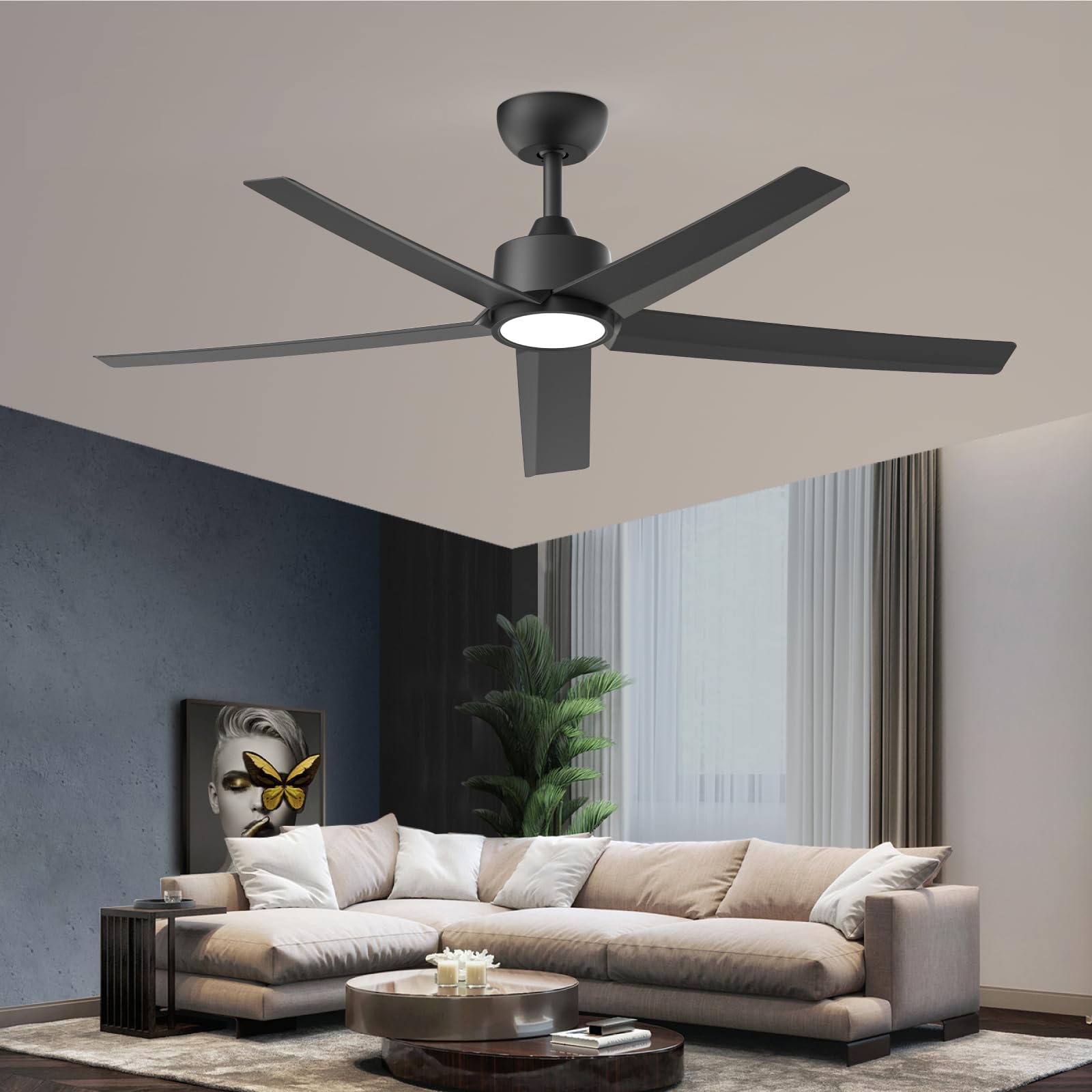 Photo 1 of ***SEE NOTES***
ocioc Ceiling Fans with Lights, 52 inch Black Ceiling Fan with Light and Remote Control, 3CCT, Quiet DC Motor, 5 Blades Modern Ceiling Fan for Living Room Farmhouse Bedroom