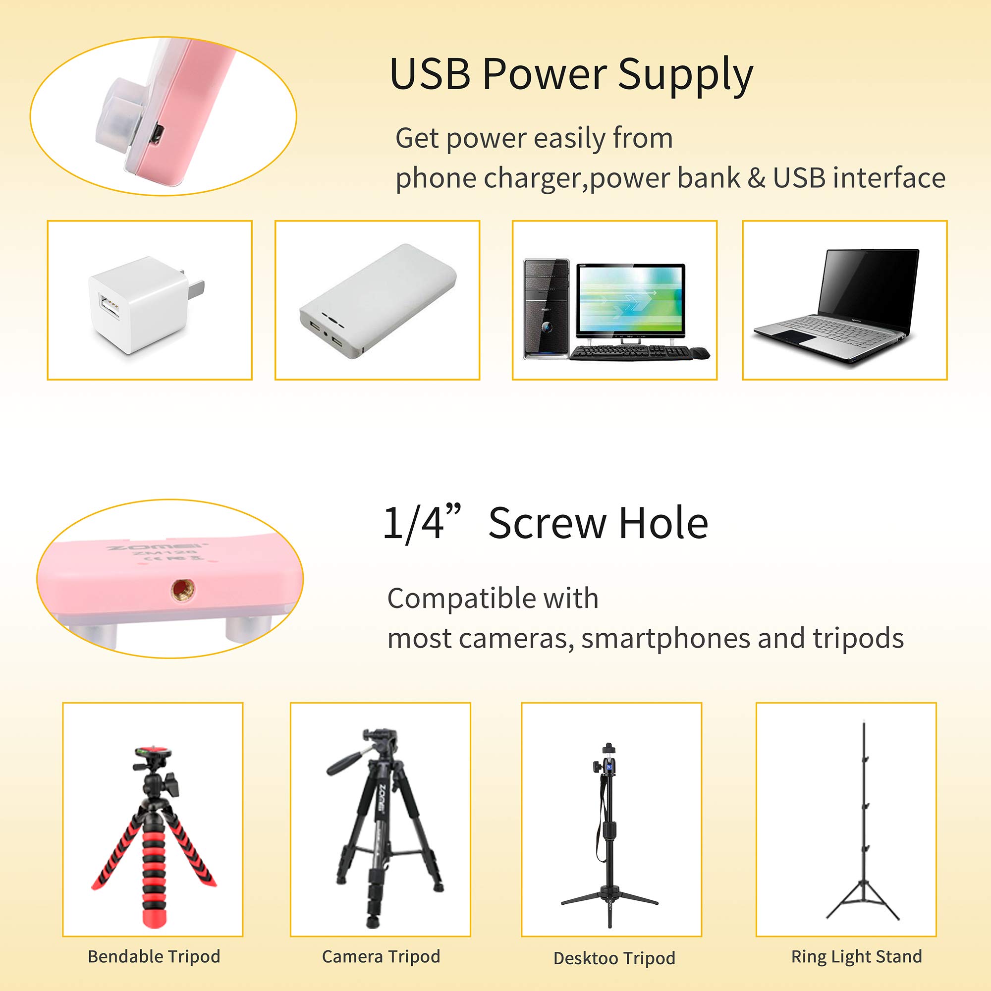 Zomei 10” Table Dimmable Selfie Ring Light with Ball Head, Cell Phone Holder for YouTube Video, Portrait Photography, and Makeup, LED Camera Light,Compatible with iPhone 8 7 6 Plus X Android(Pink)