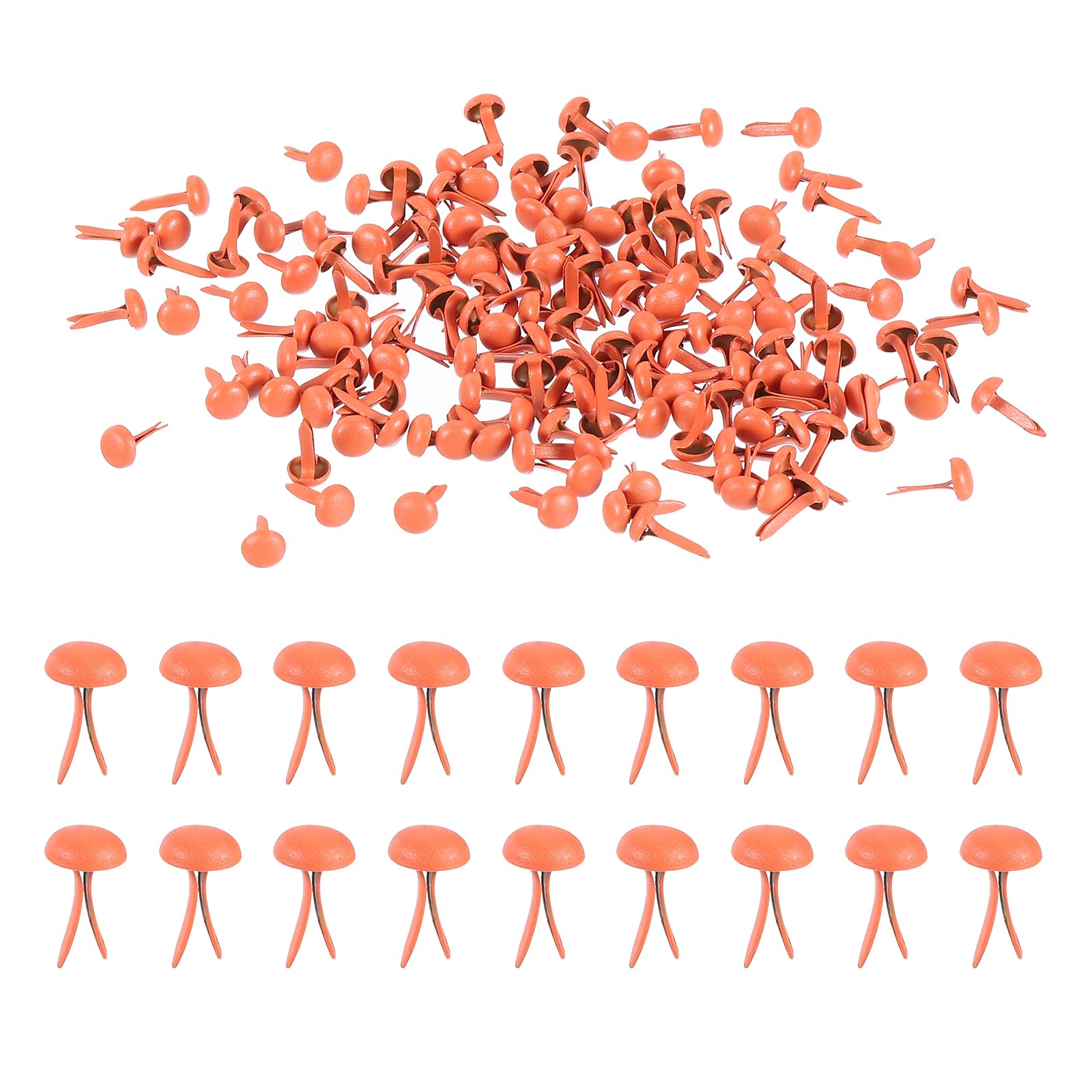 PATIKIL Paper Fasteners, 200 Pcs Mini Metal Round Head Fastener Split Pins for Craft Art Scrapbooking DIY Pins Supplies, Orange 0.35"x0.2"