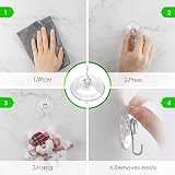 Navoys 12pk 40mm Suction Cup Hooks PVC Metal Window Glass Bath Kitchen Towel view 3