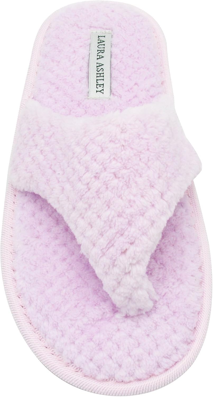 Laura Ashley Ladies Thong Spa Slippers with Memory Foam Insole in Gum Drop, Size M