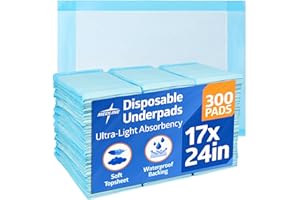 Medline Chucks Pads; Disposable Changing Pads for Baby; 17x24; 300 Count; Chucks Pads; Pee Pads; Disposable Underpads for Inc
