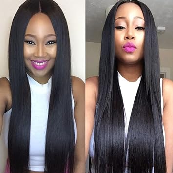 Amazon Com Maycaur Long Straight Human Hair Wigs Natural