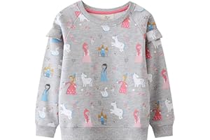 PURKARTT Toddler Girls Sweatshirts Long Sleeve Tops Kids Pullover Dinosaur Unicorn Print Shirt 2-7T