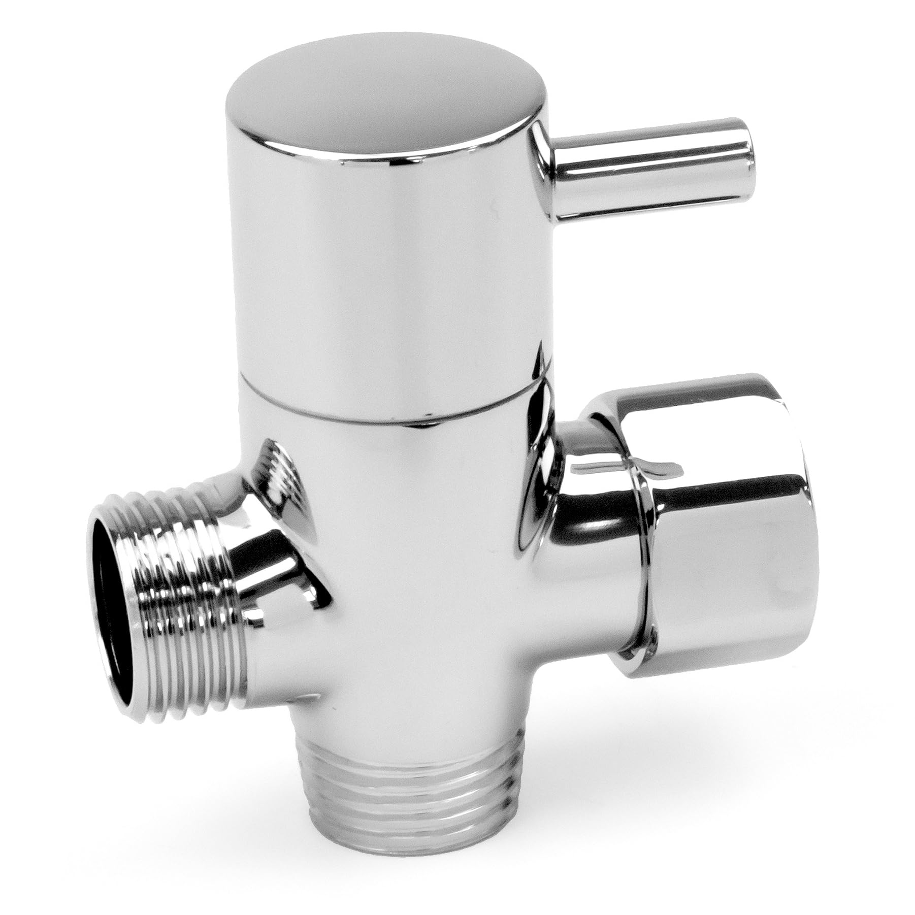 Xcel Home T Adapter Valve with Shut-Off Diverter G1/2 Connection Universal 3-Way Bathroom Shower Tap Diverter Hand Shower Showering Components, Brass Construction, Polished Chrome Plated