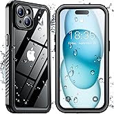 SPIDERCASE for iPhone 15 Case Waterproof, Built-in Lens & Screen Protector, Full Heavy Duty Protection, 12FT Military Shockproof, Dustproof Phone Case,Black