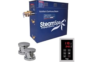 STEAMSPA 10.5kW Steam Sauna Generator Sentry Series 240V Steam Generator with Touch Screen, Steamhead, Built-in Steam Shower Auto Drain, ACU Quickstart Steam Bath Generator (Chrome)