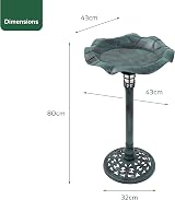 GardenKraft 17430 Bird Bath with Solar Light Verdigris 80x43cm view 2