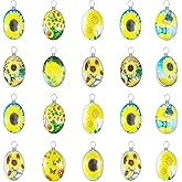 MseaRust 10Pcs Double-sided Picture Yellow Sunflower Charms Small Lacework Transparent Resin Glass Beads Earrings Necklace Pendant Plant Flower Charms for Diy Valentine's Day Jewelry Making