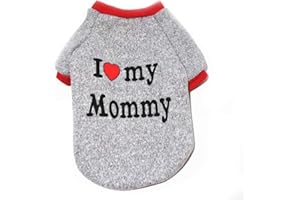MUMMUMI Pet Clothes, Winter Dog Sweater I Love My Mom/Dad Dog Sweatshirt Outfit Warm Dog Costume for Puppy Small Dogs (L-Mommy)