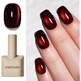 MAYCHAO 15ML Dark Cherry Red Cat Eye Gel Nail Polish 1Pc Cherry Bomb Cat Eye Gel Polish Soak off Holographic Magnetic Nail Po