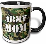 3dRose (mug_15405_4) Army Mom Green Camouflage - Two Tone Black Mug, 11oz