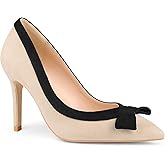 Zzheels Women's Bow High Heels Closed Pointy Toe Pumps 3.5'' Stiletto Heels Slip on Dress Shoes